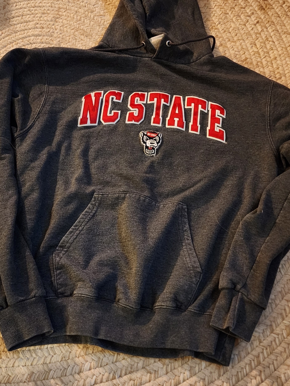 Champion NC State Wolfpack Dark Gray Hoodie with Blue and Embroidered Logo